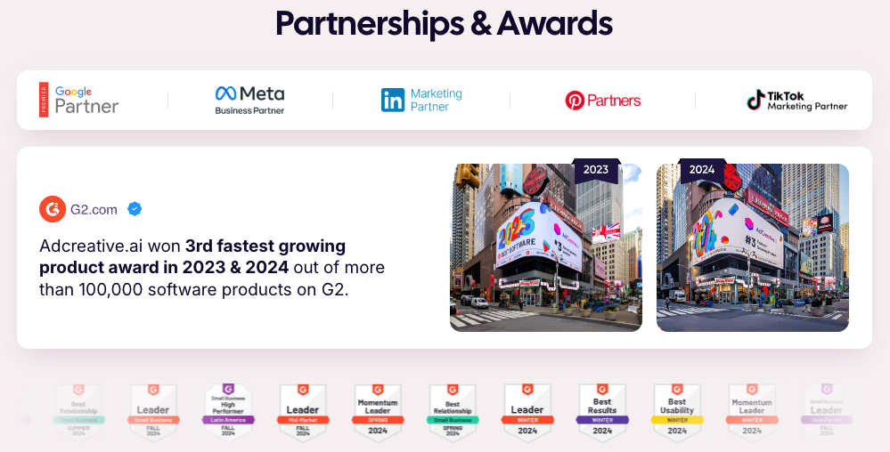 AdCreative.ai Industry Awards and Recognition - Click to Start Free Trial