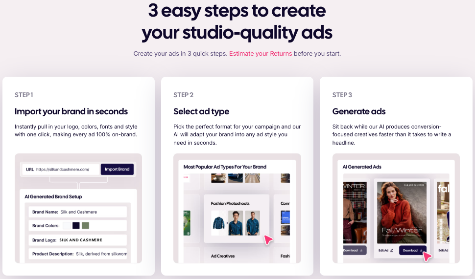 AdCreative.ai Getting Started Process - Click to Start Free Trial