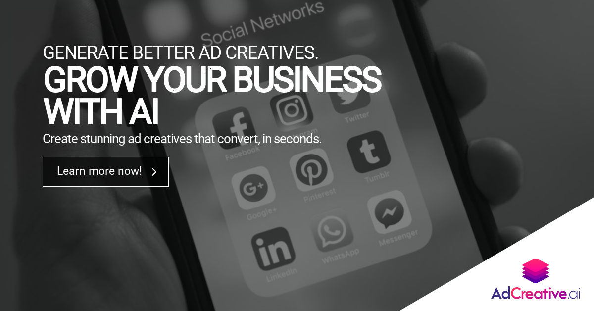 AdCreative.ai Platform Interface - Grow Your Business - Click to Start Free Trial