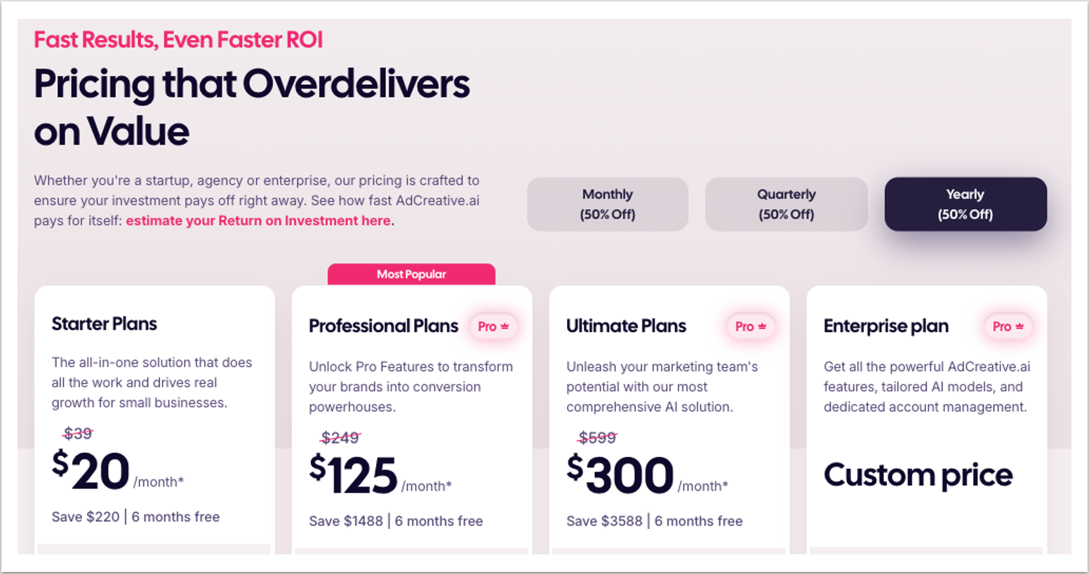 AdCreative.ai Current Pricing Plans - Click to Start Free Trial